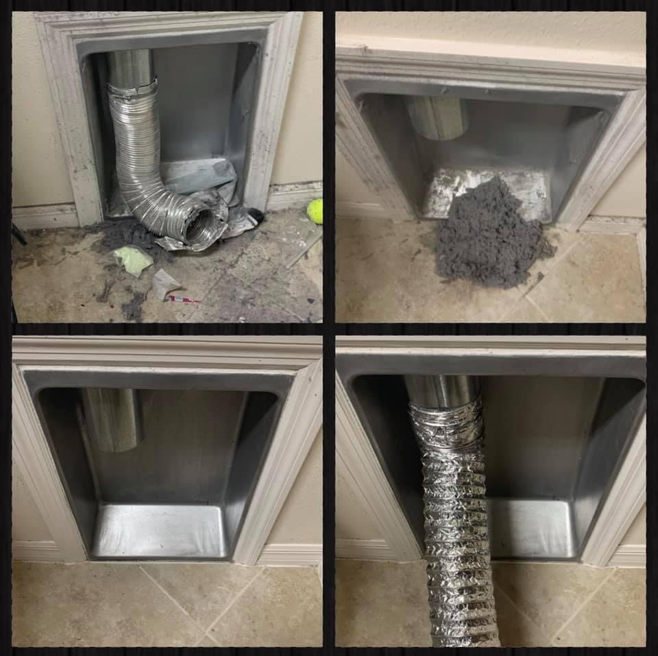 before and after of dryer vent cleaning